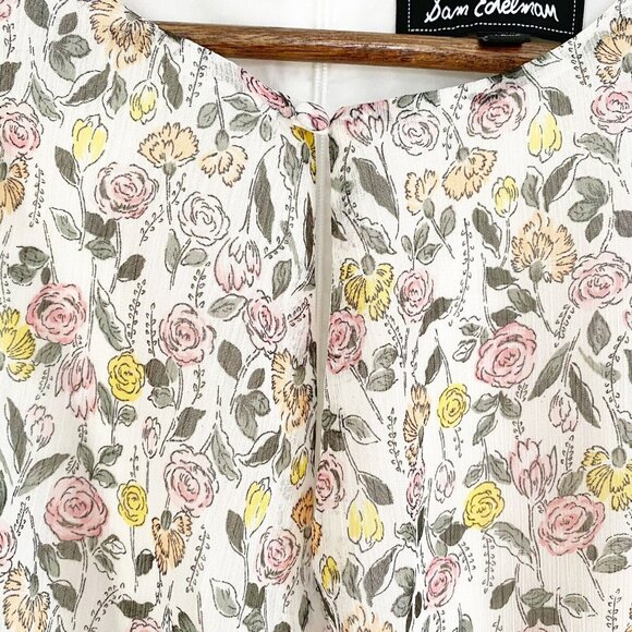 Sam Edelman Ruffle Sleeve Patterned Drape Floral Dress - Picture 12 of 14